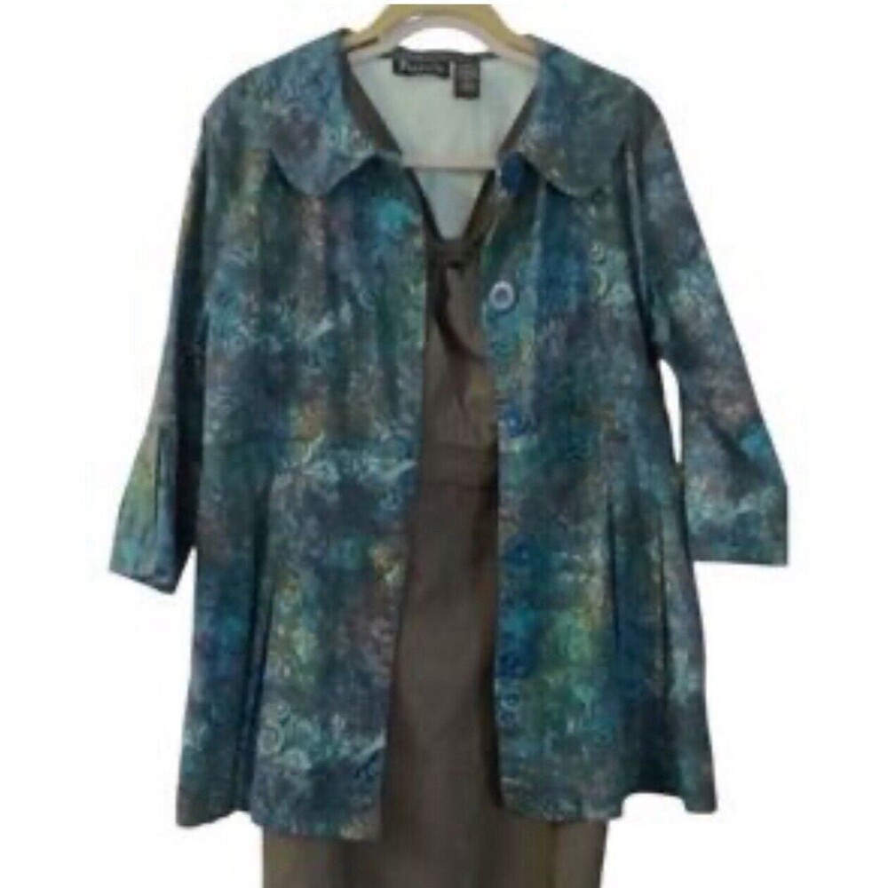 NTW Frazzle womans size M  jacket babydoll blue spiral print tie dye print